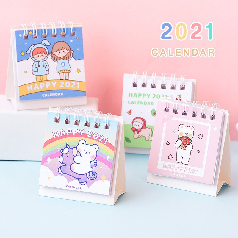 D1 Lịch để bàn 2021 họa tiết xinh xẻo sáng tạo để bàn nhỏ gọn 11 1