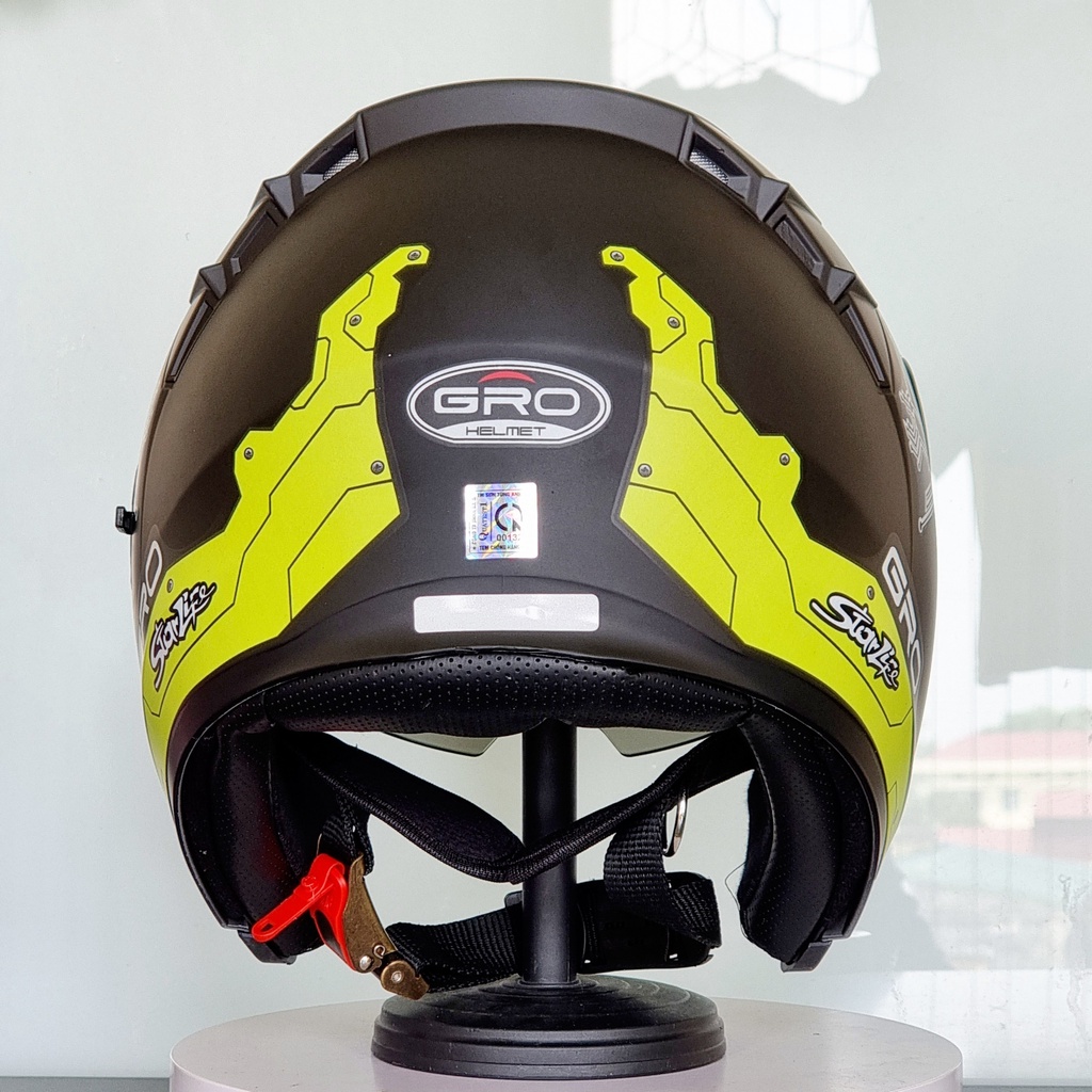 Mũ bảo hiểm lật hàm GRO 2 kính, nón fullface sơn màu trơn đơn sắc - Bảo hành 1 năm dành cho size đầu vừa và nhỏ