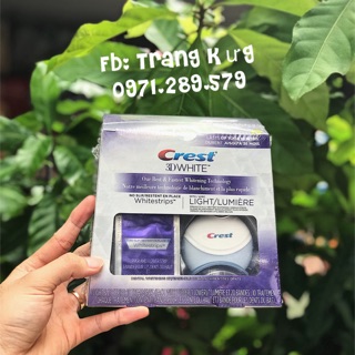 Bộ tích hợp 10 gói Dán trắng răng loại mạnh và đèn tẩy trắng răng CREST công nghệ ánh sáng xanh