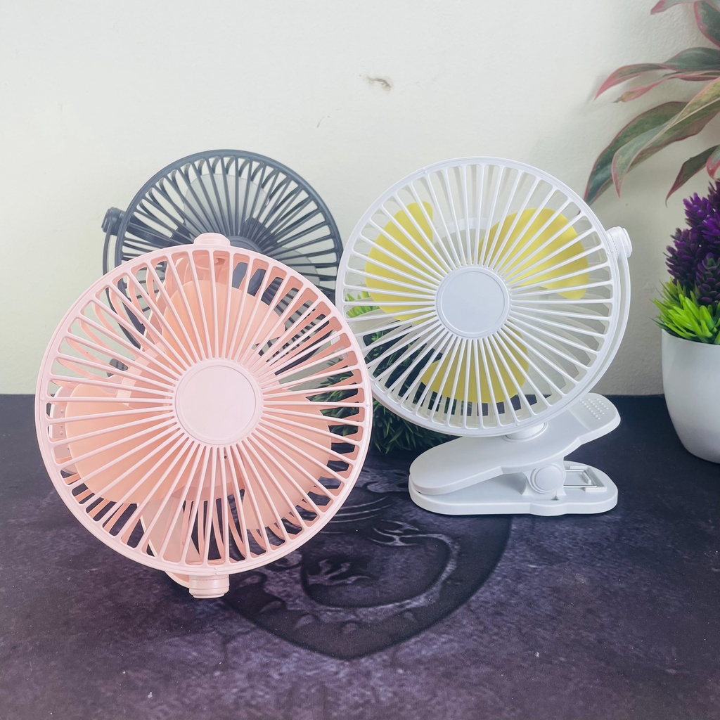 Quạt Mini Tích Điện Kẹp Bàn Q19 Cực Mát Xoay 720 Độ , Đế Kẹp Chắc Chắn Cho Các Bạn Làm Văn Phòng, Kẹp Xe Đẩy Cho Bé
