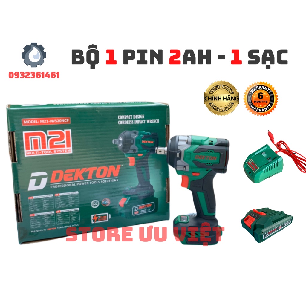BỘ TẶNG SẠC Máy siết bulong 520nm Dekton M21 iw520NCP chân pin Makita động cơ không chổi than 3 tốc độ giá tốt