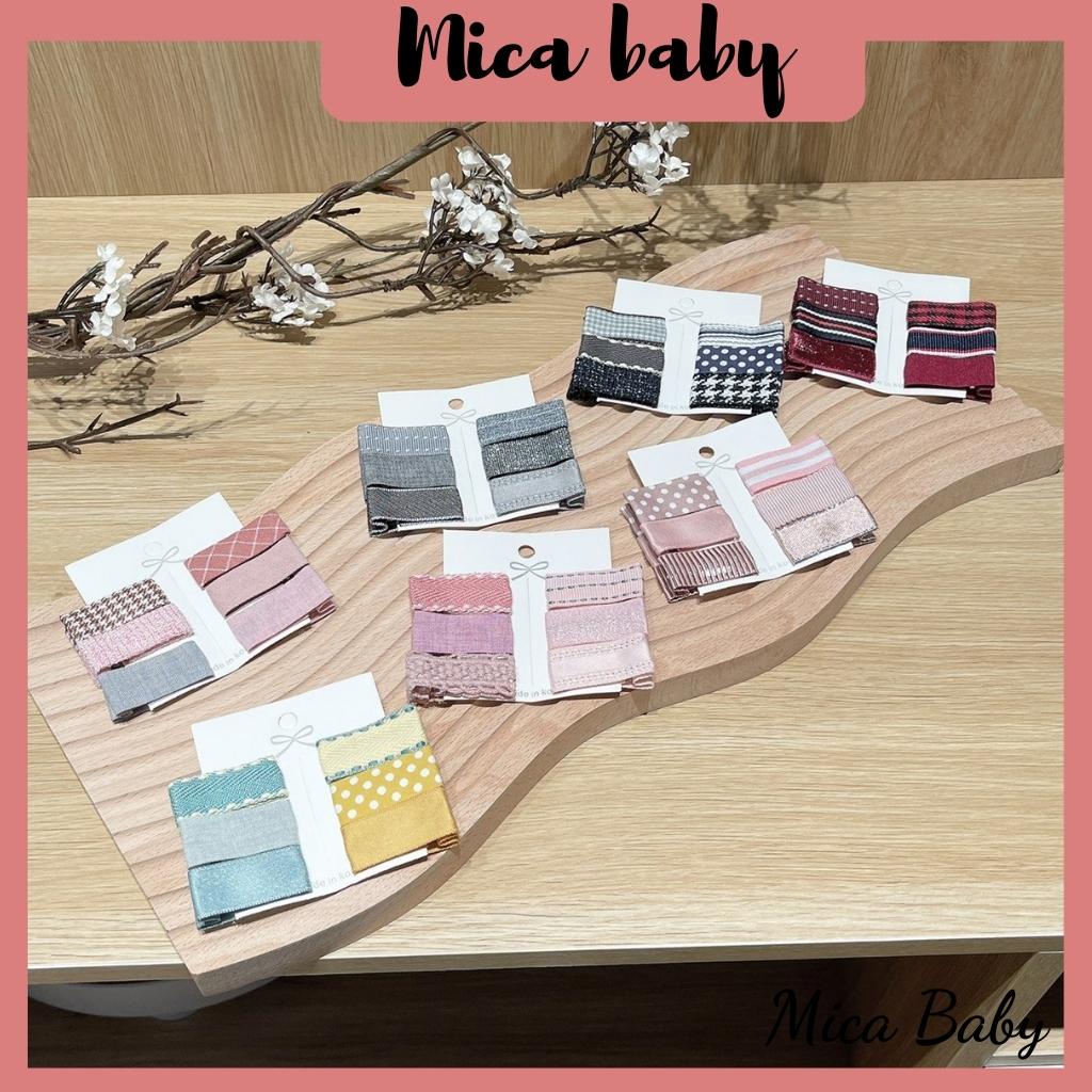 Set 6 kẹp tóc bọc vải kiểu dáng vintage dễ thương cho bé Mica Baby KT14
