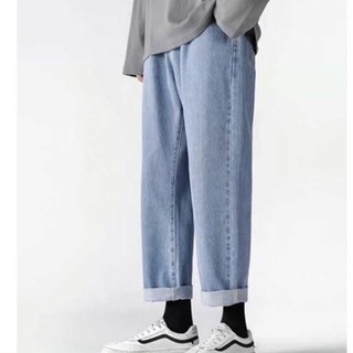 [SALE SHOCK] Quần baggy ống suông rộng Quần Bò nam, Quần Jean Nam Màu Đen, Xanh Trơn