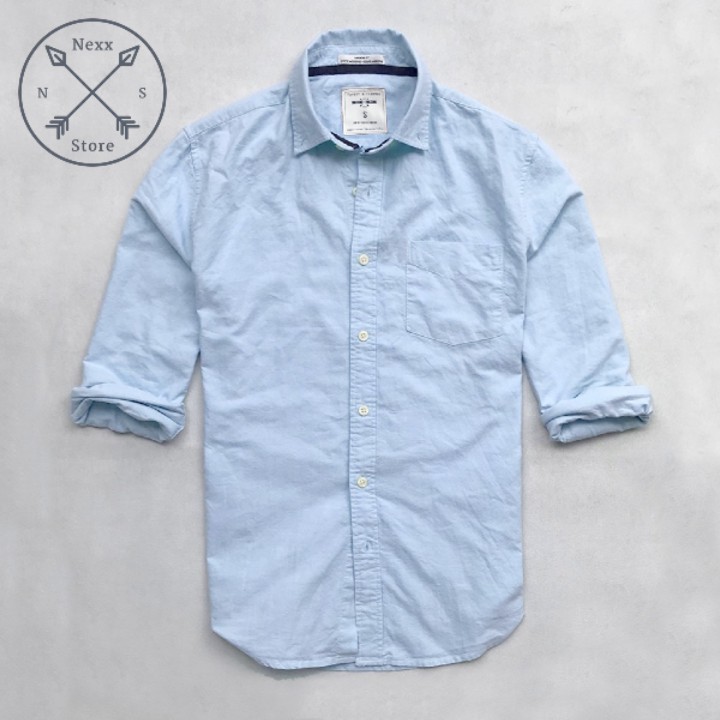 Áo sơ mi nam dài tay công sở trắng Nexx&Dee vải oxford denim cao cấp cực đẹp NS012