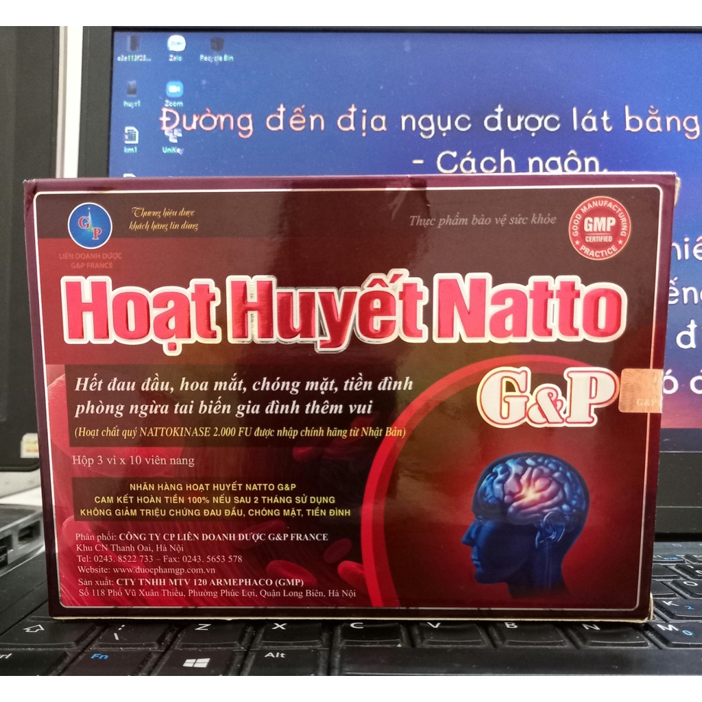 Viên uống hoạt huyết Natto G&P -Giúp giảm đau đầu , hoa mắt , chóng mặt , rối loạn tiền đình - hộp 30 viên
