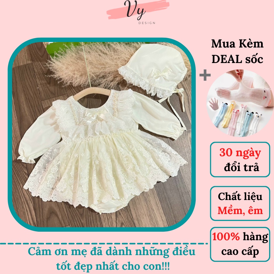 Váy Bé Gái Sơ Sinh VY DESIGN. Đầm Công Chúa Cho Bé Thiết Kế Cao Cấp Kèm Phụ Kiện. Đầm Đầy Tháng, Váy Sơ Sinh