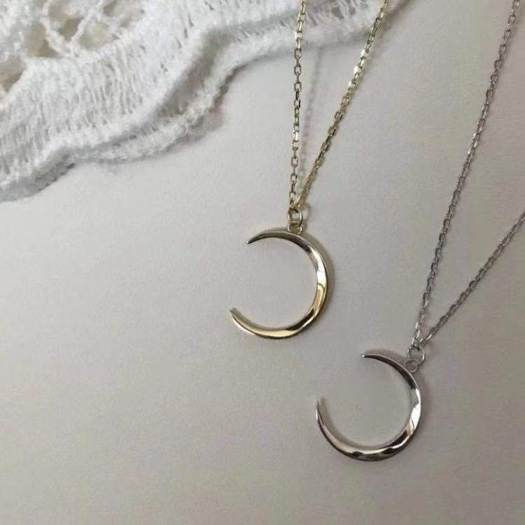 Vòng cổ mạ bạc 925 hình mặt trăng đơn giản phong cách thời trang Hàn Quốc