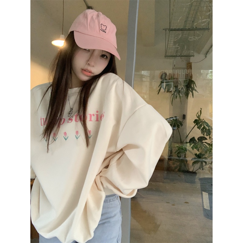 Welove1 Áo Nỉ Nữ Dài Tay Cổ Tròn Thời Trang Hàn