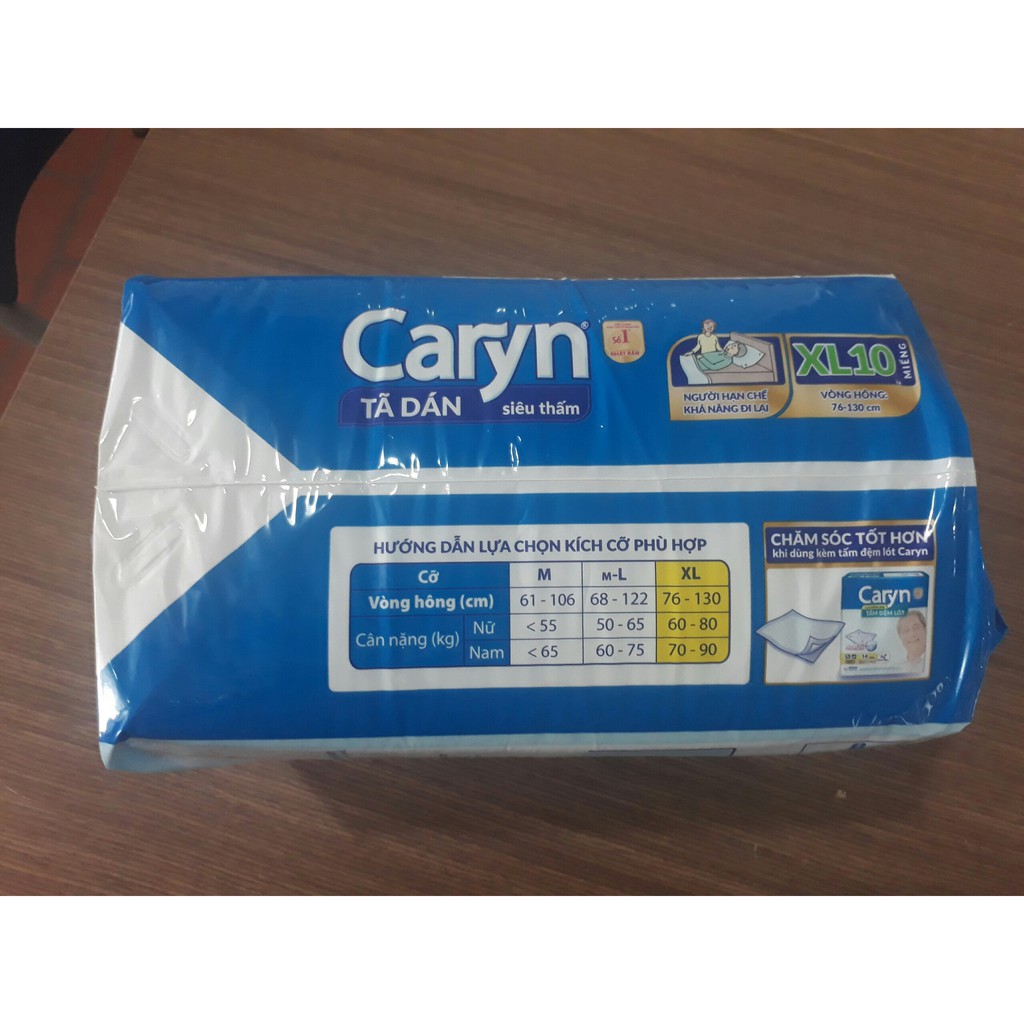 Tã dán siêu thấm Caryn XL10 cho người lớn vòng hông 76-130cm