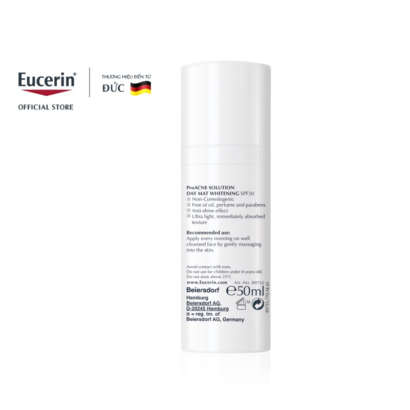 Kem dưỡng ban ngày Eucerin AcneOil Control Proacne Day Mat Whitening SPF30 50ml
