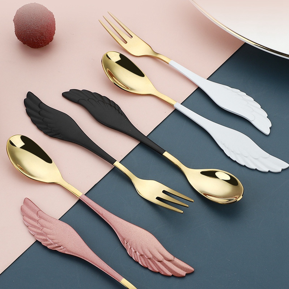 Bộ muỗng nĩa hình cánh thiên thần bằng thép không gỉ 304