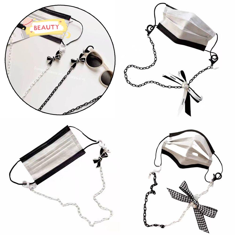 Dây Đeo Mắt Kính Bằng Acrylic Hình Nơ Trắng Đen