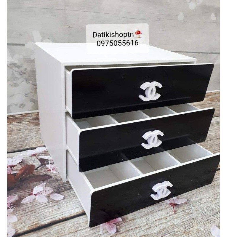 Kệ tủ đựng đồng hồ kính mắt đen 3 tầng