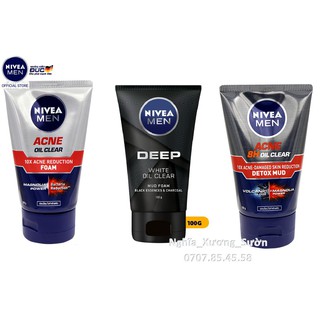 Sữa rửa mặt Nivea Men 50g - 100g sạch mụn, sạch bã nhờn Deep, Anti Acne, Acne oil Clear 8h 10X