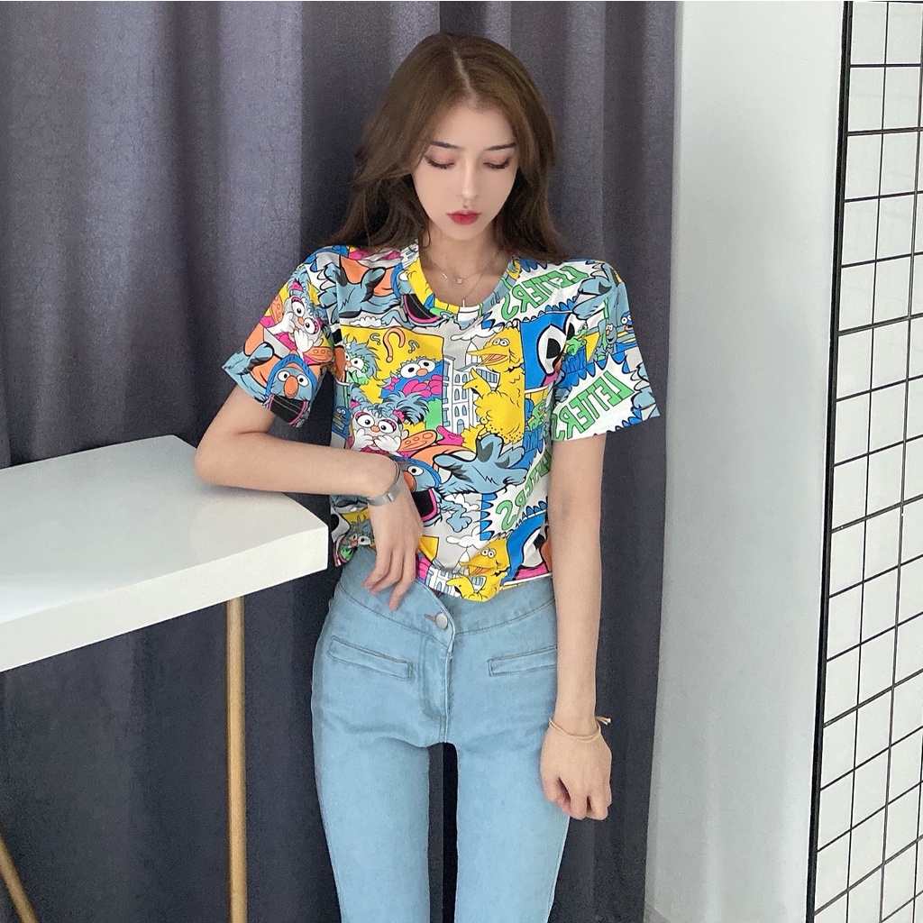 Áo thun tay ngắn in hình thời trang dành cho nữ