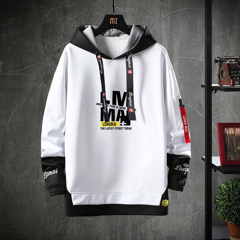 ✌✹Áo hoodie phối màu đen trắng phong cách Hàn Quốc trẻ trung cho nam