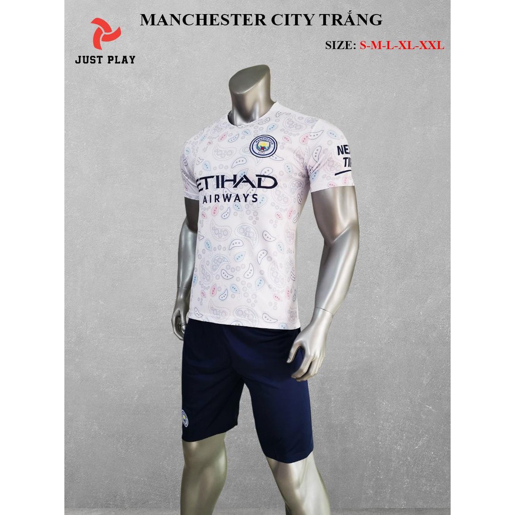 [ĐẸP MÊ LY] Mẫu đồ đá banh CLB Mancity siêu đẹp, mẫu mới nhất năm 20-21, vải thun lạnh cực mát