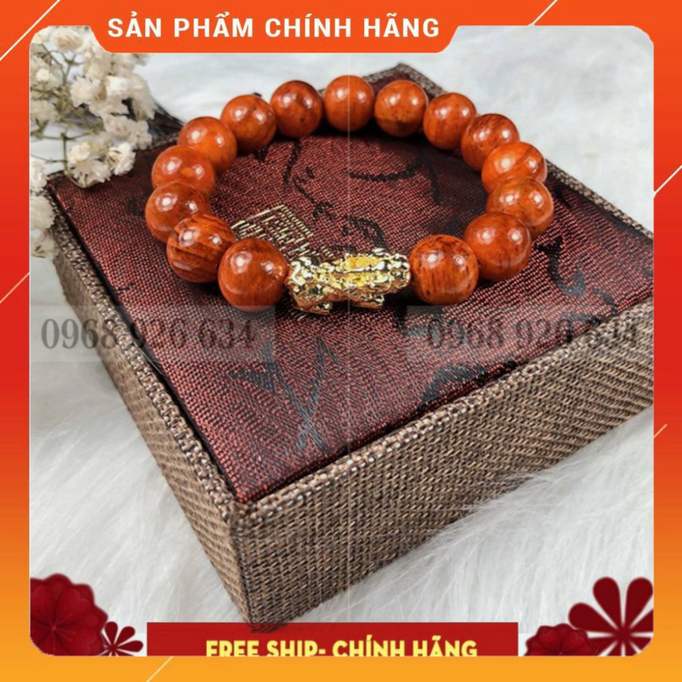 [SALE] Vòng tay gỗ huyết long 💖FREE SHIP💖 Vòng đeo tay tỳ hưu 12 li huyết rồng phong thủy - tài lộc - may mắn