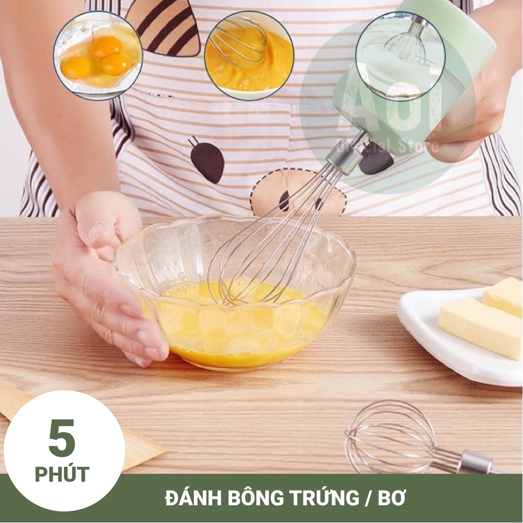 Máy Xay Cầm Tay Đa Năng 5 Cấp Độ - Máy Đánh Trứng, Trộn Bột, Xay Tỏi Ớt - Aoi Official Store