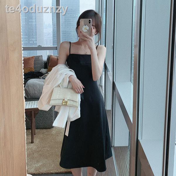 Học sinh mùa hè Phiên bản Hàn Quốc mỏng 2021 chiếc váy mới màu đen nữ nhỏ với dây buộc