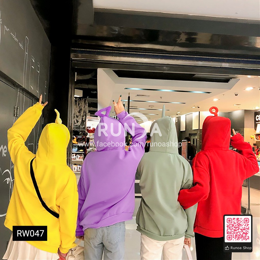 [Runoa] Áo khoác nữ Teletubbies áo hoodie oversize áo trùm đầu dài tay