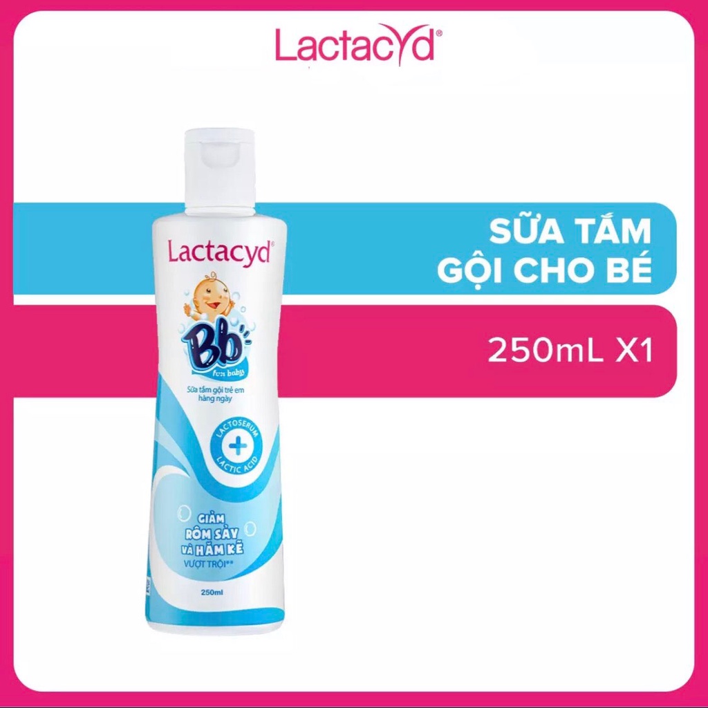 Sữa tắm gội trẻ em Lactacyd Giảm rôm sảy và hăm kẽ BB for baby (trắng) chai 250ml