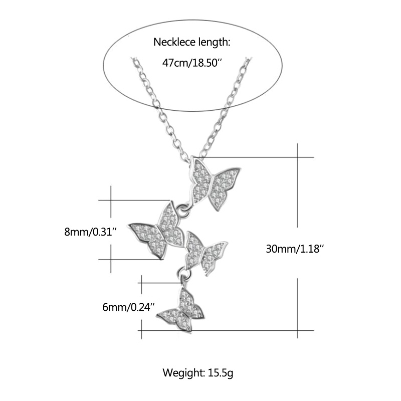 Vòng cổ Mặt Hình Bướm Bốn Cánh Đính Kim Cương Toàn Diện