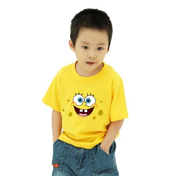 Áo Thun Tay Ngắn In Hình Spongebob Cho Bé Trai &amp; Gái