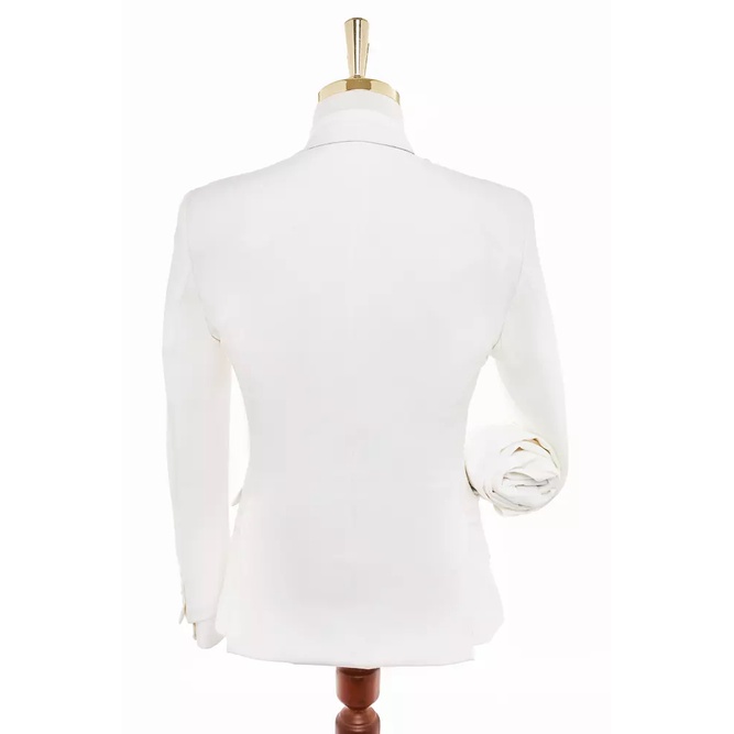 Áo vest nam trắng The Suits House cổ điển, vải dầy dặn, fit người