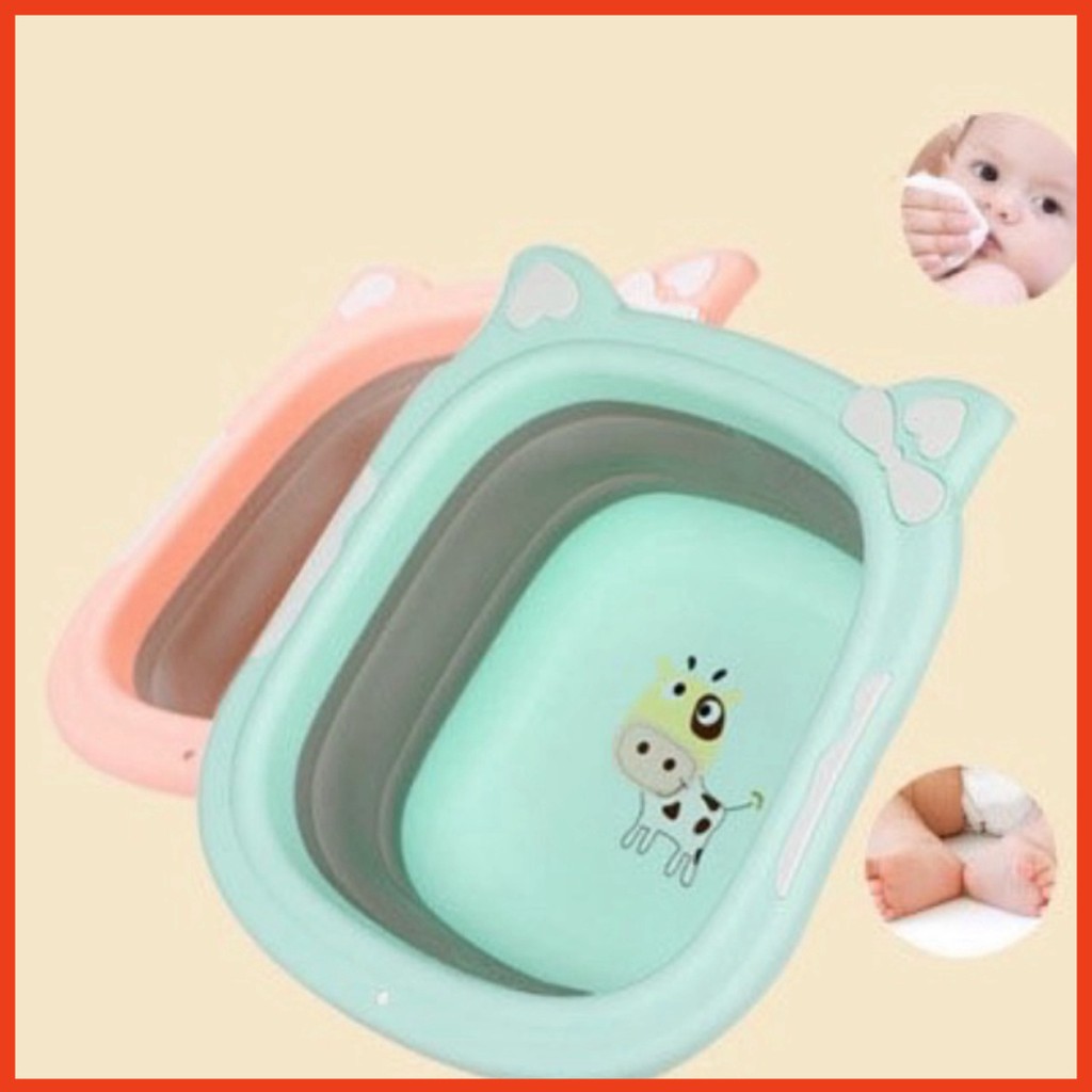 Chậu Rửa Mặt Gấp Gọn Hình Chú Bò Sữa Cho Bé Hàng Quảng Châu Cao Cấp (PK1)