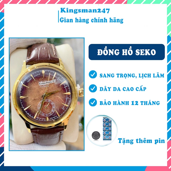 Đồng hồ nam chính hãng Seko dây da cao cấp, mặt vân đẹp, thời trang sang trọng lịch lãm giá rẻ [Tặng thêm pin]