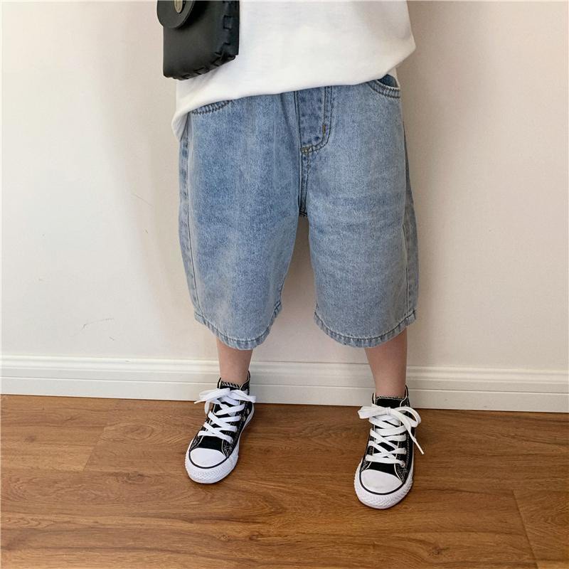 Quần short jean dáng rộng thiết kế thời trang mùa hè theo phong cách hàn quốc dành cho bé trai