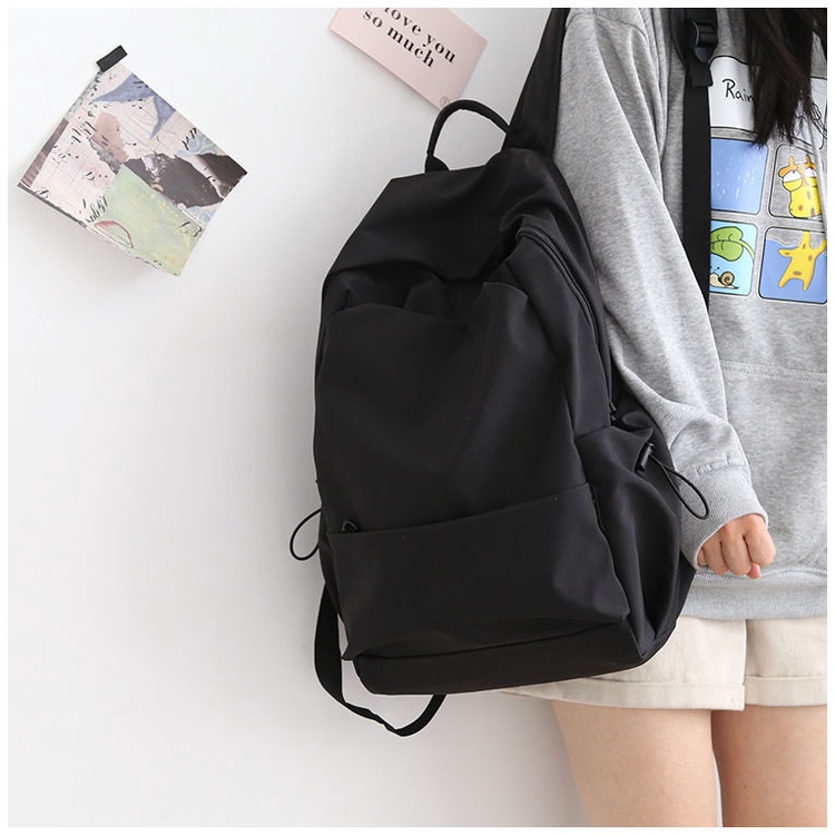Backpack Korean ins simple solid color schoolbag student large capacity Japanese backpack waterproof