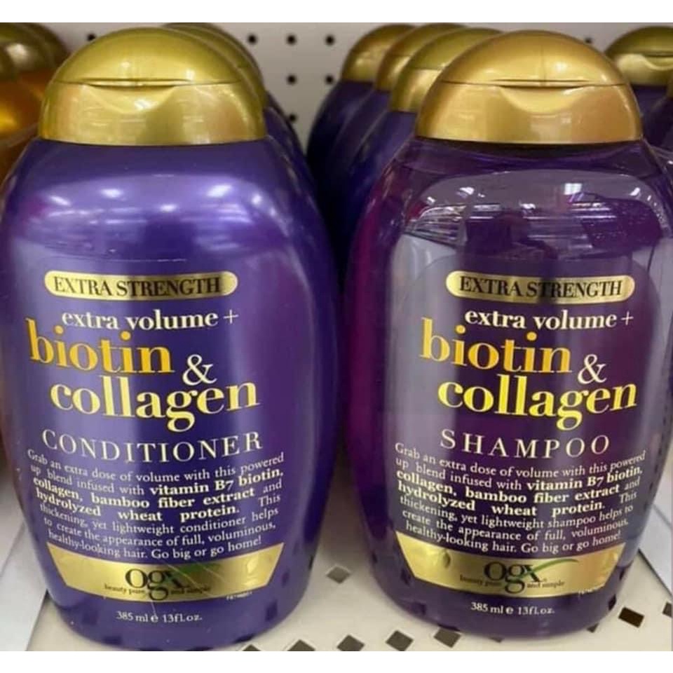 Dầu gội/xả Ogx Extra Volume Biotin & Collagen 385ml