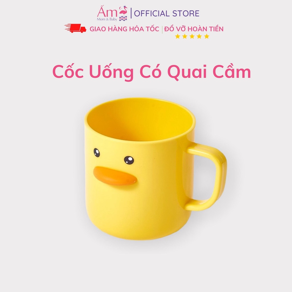 Bộ Ăn Dặm Cho Bé Hình Vịt Vàng Dễ Thương Ấm Baby Gồm Khay, Bát Và Cốc Chất Liệu Nhựa PP An Toàn Ấm Gift Decor