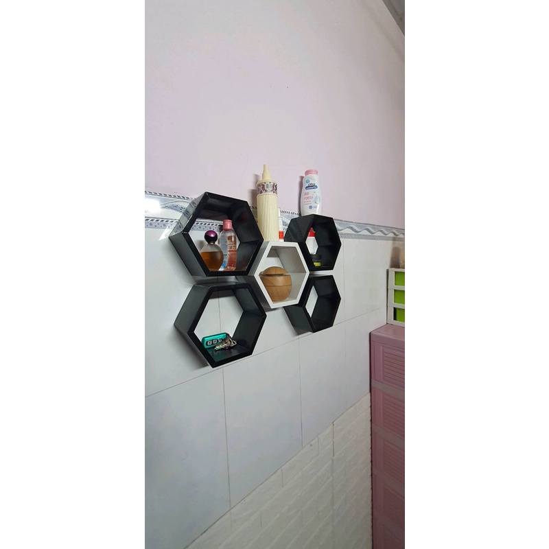 Combo 5 kệ gỗ tổ ong treo tường decor
