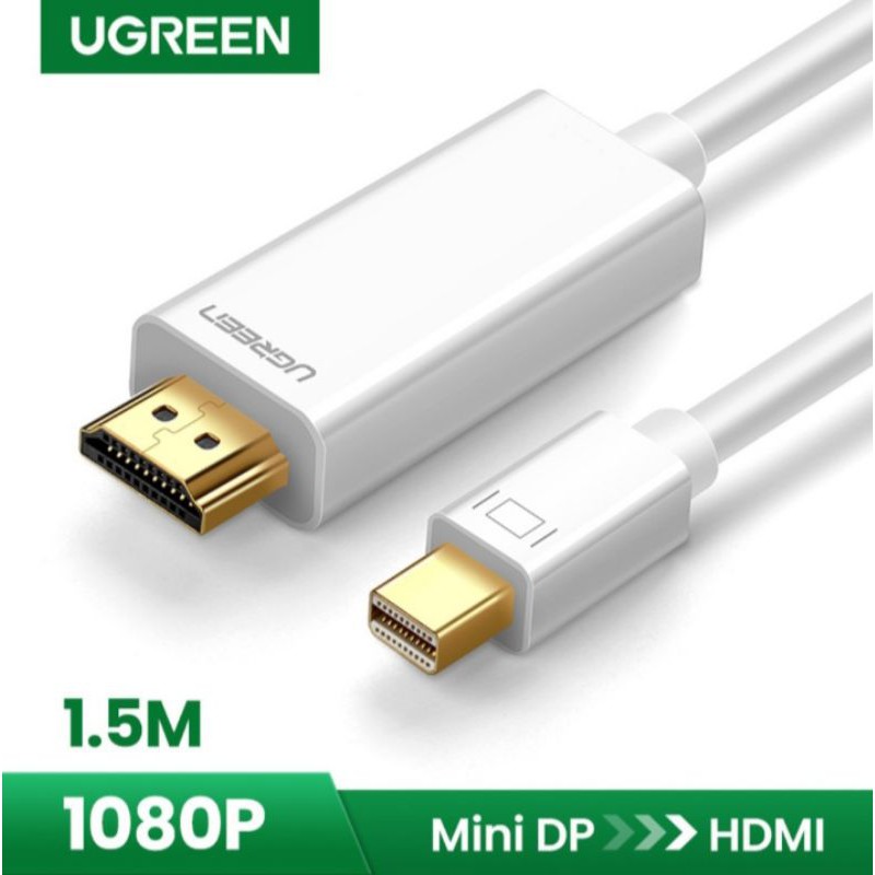 Cáp Mini DisplayPort (Thunderbolt) to HDMI Dài 1.5M Ugreen 20849 (Màu Trắng) - Hàng Chính Hãng