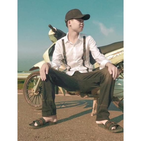 Áo Sơ Mi Sọc Phối Khuy Trắng Tay Dài Nam Nữ