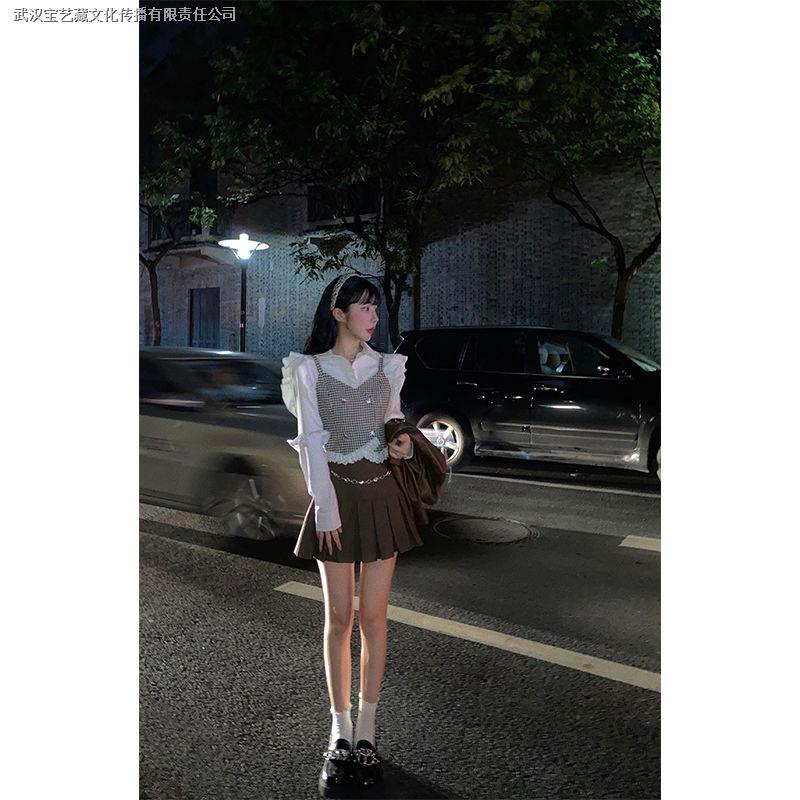Chân váy ngắn xếp ly phong cách Preppy thời trang xuân thu 2021