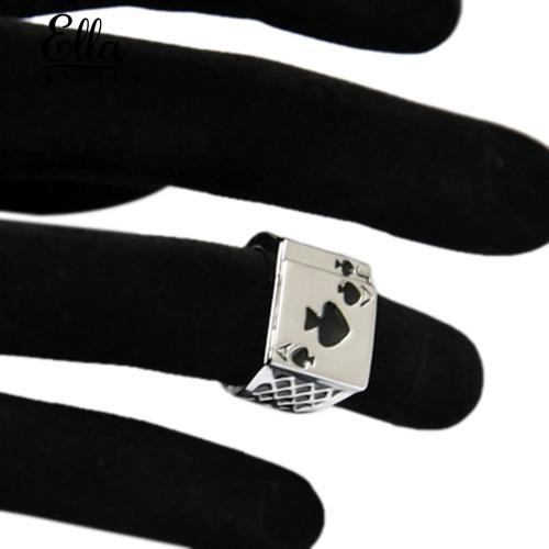 Nhẫn đeo tay mạ vàng trắng 18K mặt hình lá bài Poker cá tính cho nam