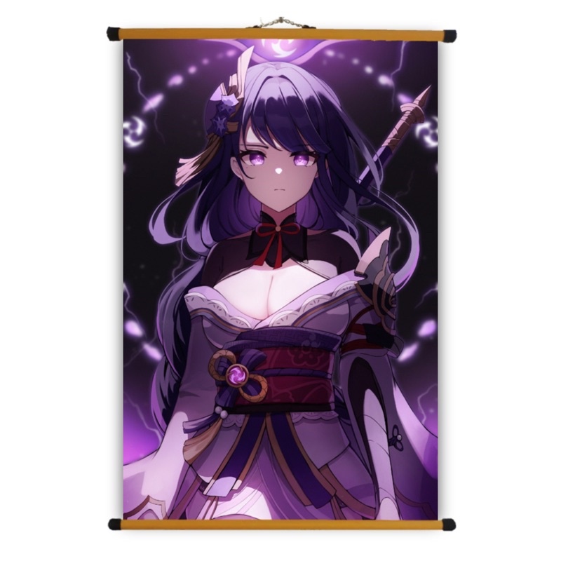 Poster Vải Raiden Shogun Genshin Impact