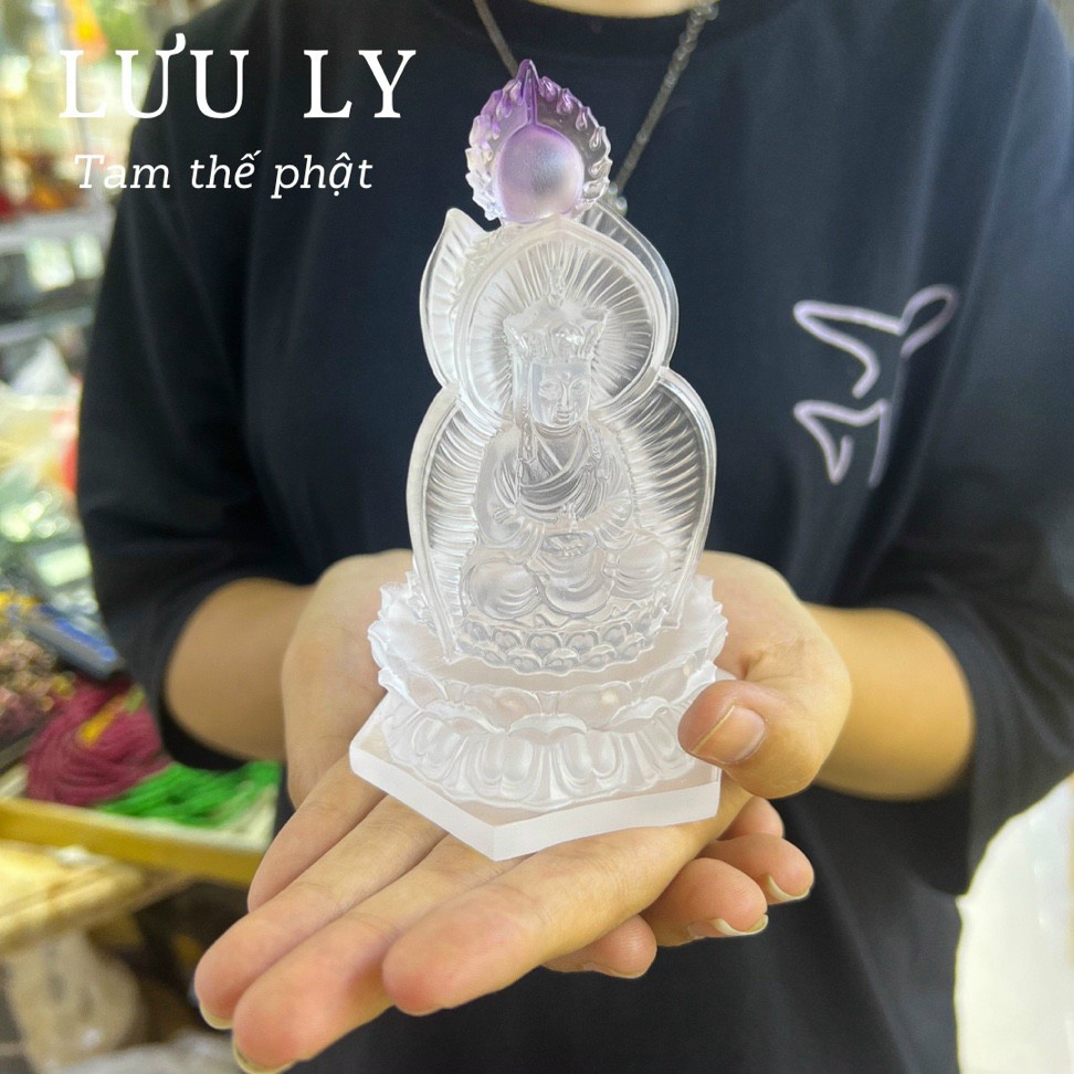 Tượng Tam Thế Phật Lưu Ly Cao Cấp Trang Trí TapLo Ô Tô- Cao 15cm