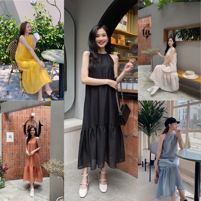 Váy yếm tơ buộc nơ lưng | BigBuy360 - bigbuy360.vn