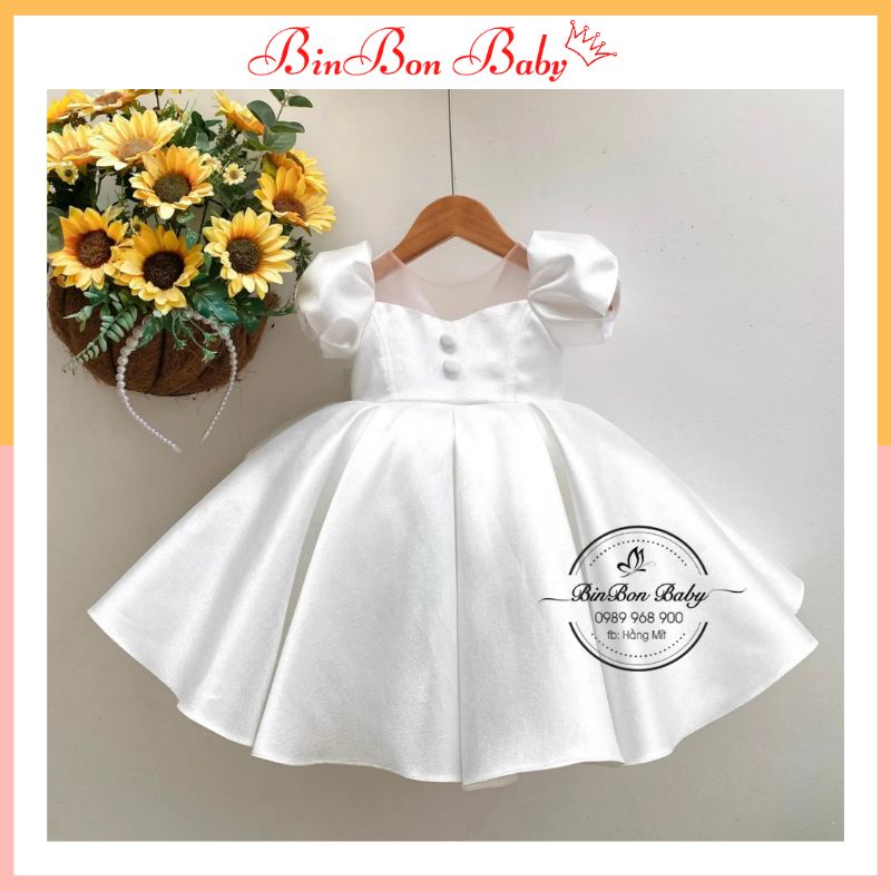 Váy công chúa cho bé gái BINBON BABY, đầm công chúa cánh én tay bồng cho bé