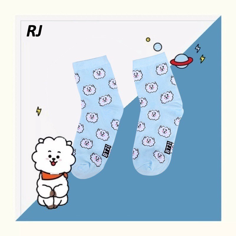 Vớ Cotton Cổ Cao In Hình Các Nhân Vật Bt21 Của Bts