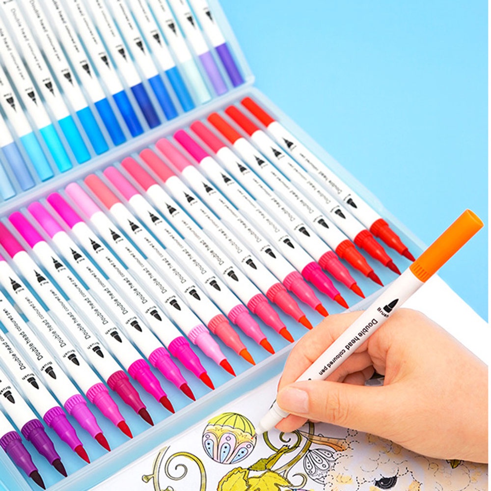 Bút Brush Viết Mềm Hai Đầu Hòa Tan Trong Nước Dùng Vẽ Tranh Dual Tip Brush Pen