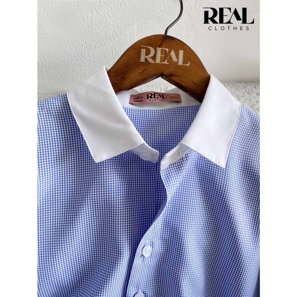 Sơ mi công sở phối cổ caro_REAL