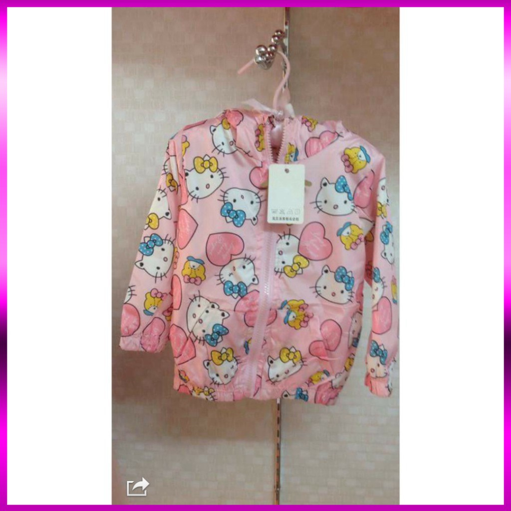 Áo gió cho bé màu hồng hình mèo kitty - SWT12