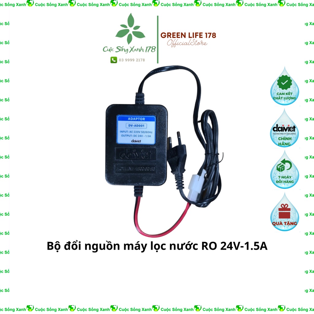 Bộ đổi nguồn máy lọc nước RO 24V-1.5A  có giắc cắm Đại Việt