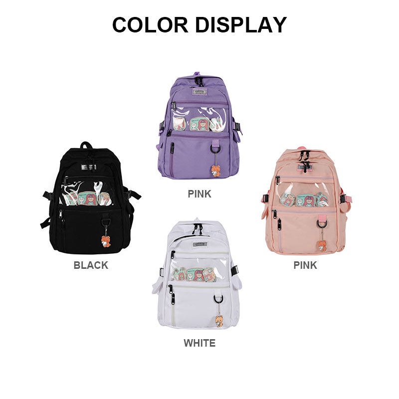 YA ZHOU LONG  Ba Lô Đi Học Mềm Mại Họa Tiết Hoạt Hình Sáng Tạo Kiểu Hàn Quốc Cho Nữ ins